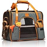 TIERHOOD - Transportbox für Katze und Hund - bis 7KG [inkl. Gurt UND BETTCHEN] - Katzentransportbox - Katzenkorb - Hundetransportbox - Hundetasche - Katzenbox - Hundetragetasche - Tragetasche Hund