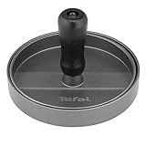 Tefal K18511 Hamburger-Presse 12 cm | für perfekte Fleisch-, Fisch- & Veggie-Burger | spülmaschinengeeignet | Antihaftbeschichtung | Grillzubehör | Schwarz/Grau