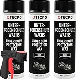 TECPO Wachs Unterbodenschutz Spray, 3X 500ml mit Handgriff Unterbodenschutzwachs Karosserieschutz Wachsunterbodenschutz Steinschlagschutz Wax Schutzwachs Rostschutz