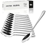 COM-FOUR® 12x Teelöffel aus rostfreiem Stahl - stilvolles Tafelbesteck im schlichten Design - Kaffeelöffel - Dessertlöffel - Teeservice - 14 cm (12 Stück - Teelöffel 14cm)