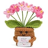 Vinuwu Geschenke für Mama, Handgefertigtes Häkelblume mit Karte, Geschenk & Glücksbringer für Mutter Geburtstag Muttertag Weihnachten, Lustige Personalisierte Kleine Geschenke Frauen