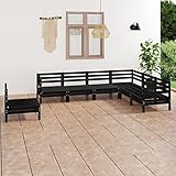 BOWEKAM Home & Garden-7-teiliges Garten-Lounge-Set Massivholz Kiefer Schwarz Möbel Wahl