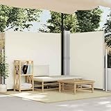 Ziaphsol Seitenmarkise Ausziehbar Creme 180x600 cm, UV-beständiger Sichtschutz für Garten, Terrasse und Balkon, wasserabweisend mit PU-Beschichtung