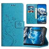 JZASES Hülle für iPhone 6 / iPhone 6s (4.7 inch, PU Leder Handyhülle, Klappbar Prägung Brieftasche Stoßfeste Schutzhülle Kompatibel mit iPhone 6 / iPhone 6s (4.7 inch, Blau