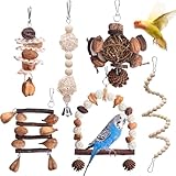 Papageienspielzeug - Vogelspielzeug,6 Stück Papagei Kauspielzeug,Vogelkäfig Schaukelspielzeug,Kauspielzeug Vögel Spielzeug,Vogelkäfig Zubehör,Holz Sitzstangen Plattform für Wellensittich Aras Finken
