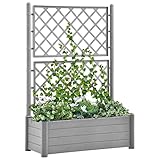 Pflanzkübel mit Spalier, Xichuzi Pflanzkübel Mit Rankgitter, Blumenkasten Mit Rankgitter, Spalier, Pflanzkasten, Pflanzgefäß, 100x43x142 cm PP Steingrau