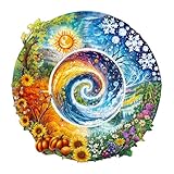 Funnli Holzpuzzle Erwachsene, 285 Stück Lebensjahre Holz Erwachsene, Wooden Puzzle Einzigartige Form Puzzleteile, Puzzle Holz 14+ mit Geschenkbox aus Holz（L-34 * 33.8cm）