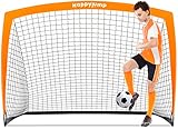 Happy Jump Pop-Up Fußballtor –150x110 cm, 1 Tor, Orange | Faltbares Tor aus Glasfaser für Kinder & Erwachsene | Ideal für Garten & Park
