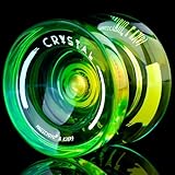 Profi JoJo K2 Crystal, Responsive Yoyo für Kinder Anfänger, Dual Purpose Yo-Yo mit Unresponsive Yoyo Bearing für Erwachsene + Extra 12 Yoyo Schnüre + Yo Yo Case + Bearing Kit - Grün Gelb
