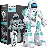 SIMREX Roboter Kinder Spielzeug, wiederaufladbar und projizierbar, RC-Roboter mit LED-Augen und Musik, RC-Spielzeug mit Gestensensor für ab 3 4 5 6 7 8 Jahre Jungen und Mädchen Geschenk, Hellblau