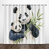 CEDNXOER Thermovorhang Tier Verdunklungsvorhänge Ösen 2er Set H 245 x B 140 cm Panda Mutter Und Kind Schlafzimmer Gardinen und Vorhänge, Weiß Blickdicht Wärmevorhang Kälteschutz Tür Gardine