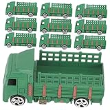 ibasenice 10St Automodelldekoration Bagger Bausatz Sandkasten Räder Auto Soldaten Figuren Soldaten Militärautohandwerk Auto-Foto-Requisite aus Metall Plastik Olive Green
