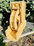 DARLUX Garten-Deko Holz Wasserrad L mit Rinne I Wasserspiel I Wassermühle I Mühlenrad I Gartendekoration I Deko Kaskade I Höhe 42 cm Natur