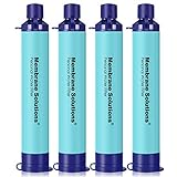 Membrane Solutions Wasserfilter Outdoor Camping, Trinkwasserfilter für 5000 Liter gefiltertes Wasser, Filtergenauigkeit bis zu 0,1 Mikron, Entfernt 99,99% aller Bakterien, BPA-frei, 4 Pack