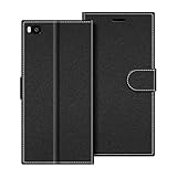 COODIO Handyhülle für Huawei P8 Handy Hülle, Huawei P8 Hülle Leder Handytasche für Huawei P8 Klapphülle Tasche, Schwarz