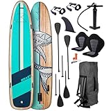 BRAST® SUP Board Family | Aufblasbares Stand up Paddle Set XXL | 370x87x15cm bis 210kg | 7 Designs | inkl. Zubehör 2X Kajak-Sitz 2X Fußschlaufe 2X Paddel Pumpe Rucksack | Shark Natural