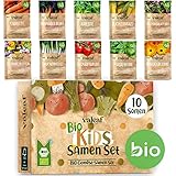 valeaf BIO Gemüse Samen Set für Kinder I Gemüse Anzuchtset m. 10 Sorten Gemüsesamen Pflanzset I Mini Garten Set I Kinder Garten Gemüse Samen als Hochbeet für Kinder I Samen Gemüse Anpflanzset