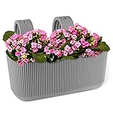 Konzept 11 - Blumenkasten Balkon mit Halterung Grau 11,5x29x19cm Balkonkasten zum Einhängen, Geländerblumenkästen Set inkl. Halterungen für Blumen & Pflanzen