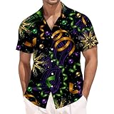 Hemd Herren Langarm Bügelfrei - Herrenmode 3D Karneval Bedrucktes Hemd Kurzarm Lockerer Kragen Urlaubskleidung