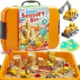 Klever Kits Magic Sand Set Spielsand Baustelle Kinder Koffer Spielsand für Kinder,Baustellen Sandkasten mit 18 Zubehörteilen,Leuchtenden Steinen,Zaubersand Sandspielzeug für Jungen ab 3 4 5 6 7 8 9