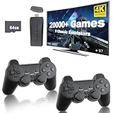 Whatsko Retro Konsole Game Stick M8 mit 2 Wireless Game Controllern 20000+ Spiele, Plug and Play Spielkonsole Videospielkonsole 4K HD Output für TV Computer Projektor (64G)