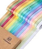 Vitalizart 0,95cm x 64 m Satinband 14 Helle Farben, Doppelseitige Geschenkband für Geschenkverpackungen & Basteln, Seidiges Bänder für Blumenstrauß & Dekoration, Dünnes Satinband mit Aufbewahrungsbox