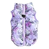 Etophigh Winter-warme Haustier-Hundekleidung-Weste-Jacken-Mantel-Hundegeschirr-Hundemantel-Hundejacke für kleinen Hund/Katze gepolsterte Winter-Kleidung (S, Lila)