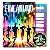 HIDEBLOOM Disco Party Einladungskarten Kindergeburtstag Mädchen I 12 Stück I DIN A6 (10,5 cm x 14,8 cm) I Einladung Geburtstag I Einladungen Kinderparty I Einladungskarten Disco Party Kinder