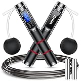 Gritin Springseil mit Zähler, Gewichtetes Speed Rope Springseil mit Digital Kalorienzähler, Längenverstellbares Seil für Männer, Frauen und Kinder