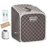 RELAX4LIFE Mini Dampfsauna 2L, Heimsauna mit Fernbedienung, Sitzsauna mit 9 Temperaturstufen bis 45°C & Timer bis 99 Min, Mini Sauna 1000W Verdampfer, Saunakabine mit Zubehör (Grau)