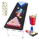 mobumeia Bierpong Becher Set, Tische Matte mit 30 Beerpongbecher 8 Tischtennisbälle, Wiederverwendbare, 480ML Beer Pong Becher Red Cups für Party Trinkspiele Camping Geburtstag Hochzeit