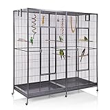 Montana Cages ® | Doppelvoliere, Vogelvoliere XXL Sydney für Wellensittiche, Finken, Kanarien, Nymphensittiche