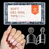 Modelones Nageltips 504 Stück- Soft Gel Tips Set, Halbe Cover Nail Tips Set, PMMA Harz Nagelspitzen, Künstliche Nägel Zum Aufkleben Nail Art DIY, 12 Größen Kurze Almond