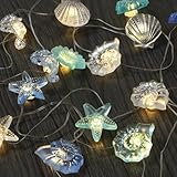 Lichterketten Batterie mit Timer, Lichterkette Kinderzimmer Muscheln, 2M 20 LED Lichterkette Meerestiere Maritime Deko für Party Schlafzimmer Weihnachten Hochzeit Badezimmer, Deko Strand und Meer