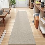 DEXI Teppich Läufer, Küchenteppich waschbar rutschfest, Flur Teppich Absorbierend, dauerhaft & antistatisch, Küchenläufer für Eingang, Küche, Wohnraum, 43.5x200cm, Beige