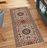 QQrunner Teppichläufer rutschfest Boho, Braun 80x700CM Teppich Läufer Flur Waschbar Kücheläufer Meterware Lang Korridor Polyester Wohnzimmer Schmutzfangmatte