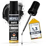 NEUFELD® Lackstift Schwarz Glänzend [12ml] - Auto Hohe Deckkraft - Autolack Gegen Kratzer - Dickflüssig