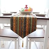 Aotiwe Tischband Herbst, Tischdekoration 60. Geburtstag aus Bettwäsche aus Baumwolle Ethnische Streifen Gold 30x180CM für Abendessen Hochzeit Dekor
