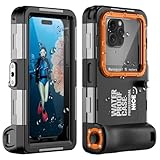 Unterwasser-Tauchgehäuse für iPhone 17/16/15/14/13/12/11 Pro Max/XR/XS/X & mehr, Professioneller Schutz [15m/50ft], wasserdichte Hülle für Schnorcheln, Surfen, Fotos & Videos (Schwarz-Orange)