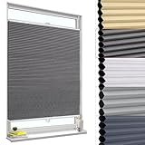 WOLTU Plissee ohne Bohren Klemmfix Wabenplissee Verdunkelung Thermo Jalousie Sonnenschutz und Sichtschutz Dunkelgrau 80x130cm Fenster Rollo für Innen & Tür