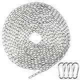 Edelstahlkette Meterware,1,5mm 8m Kette Edelstahl mit 4 Karabiner,Metall Rundstahlkette Korrosions für Hundekette,Stahlkette für Zauntore,Gartentore,Käfigtore für Haustiere
