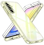 ivoler Nie Vergilbung Klar Hülle für Samsung Galaxy A26 5G, 1 Handyhülle mit 2 Stück Panzer Schutz Glas, [Militärischer Schutz] Stoßfest Transparent Schutzhülle Dünn Durchsichtige Case