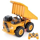 Highttoy Ferngesteuerter Kipper Dumper für Kinder, 6 Kanal RC Kipper Kipplaster Spielzeug Baustellenfahrzeug Kinder 1:24 Ferngesteuerters Muldenkipper LKW Spielzeug mit Lichtern und Ton