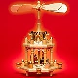 Sikora P2 Klassische Weihnachtspyramide aus Holz mit 2 Etagen für Wachskerzen Höhe: ca. 30 cm