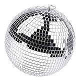 Uikdjgu Silberner, Discokugel-, Disco-Hängekugelspiegel, Discokugel mit Aufhängering für Lichteffekt-Party, Heimdekoration, Club-Bühne (8)