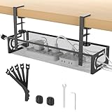 Cinati Kabelmanagement-Tablett für den Schreibtisch, ohne Bohren, Kabelablage mit Klemme für Schreibtisch-Kabelmanagement, Schreibtisch-Kabelmanagementbox für Büro, Zuhause, Keine Schäden am