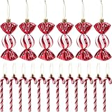18 Stück Zuckerstangen Weihnachten Deko Weihnachtskugeln Zuckerstangen Deko Glitzer Weihnachtsbaumschmuck Rot & Weiß Süße Weihnachtsanhänger Weihnachtsbaum Deko