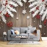 COSKTIARL Anlage Tapete - 400 X 280 Cm Wasserdichte Tapete Dekorativ Holzmaserung Schneeflockenpflanze Tapete Vinyl Selbstklebendes Kontakt Papier Für Wohnzimmer Schlafzimmer Waschraum Schrank Wand