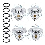4 Stück Waschbeckenstöpsel Pop Up Abflusssieb Anti Clogging + 8 Dichtringe, Universal Ablaufgarnitur Push-Type Rückprall Kern, Einfache Installation für Küche Bad Badewanne Spüle Drain Plug