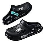 Heflashor Unisex Clogs Gartenclogs Damen Herren Weich Eva Gartenschuhe Hausschuhe Atmungsaktiv Gummischuhe (Schwarz, 40/41 EU, Erwachsene, Damen, 40, Numerisch (von/bis), EU Schuhgrößensystem, 41, M)